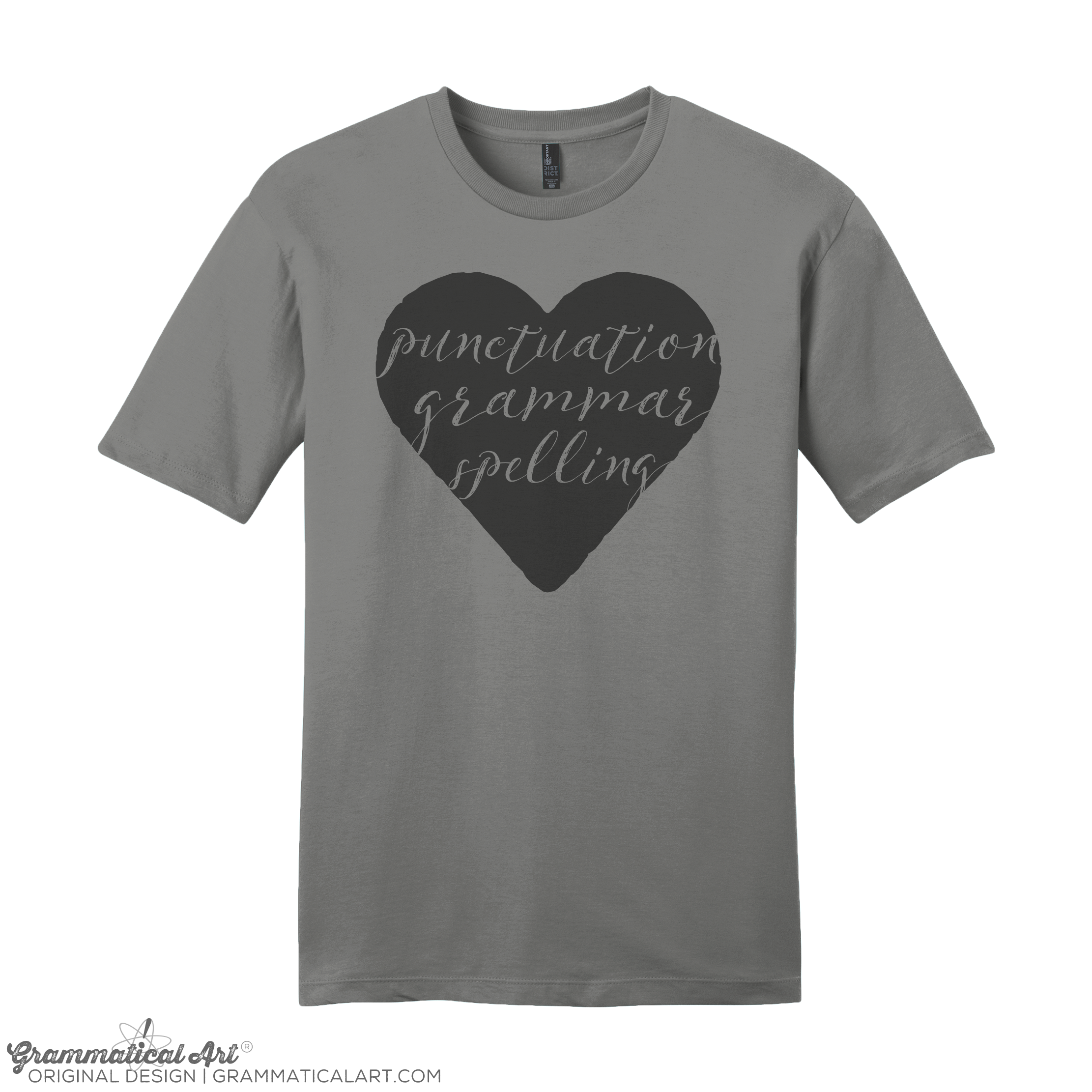 Men’s Punctuation Grammar Spelling Heart Shirt | Grammatical Art