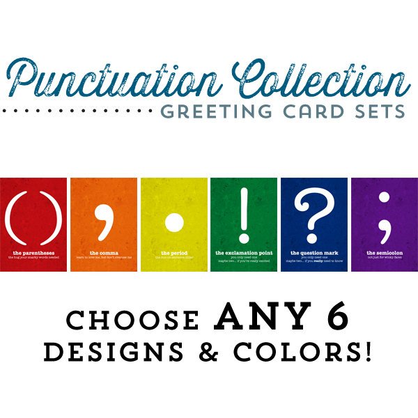 Punctuation Collection Greeting Cards Grammatical Art